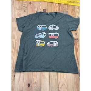 Camping Enthusiasts Women’s 2XL T-Shirt Green Campers Instant Message